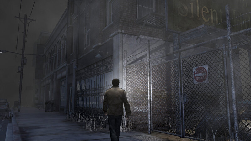 man walking on foggy street