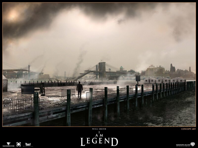Man Walking on Pier — Gray
