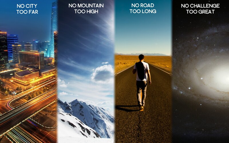 Man Walking on Road — Blue, Inspirational