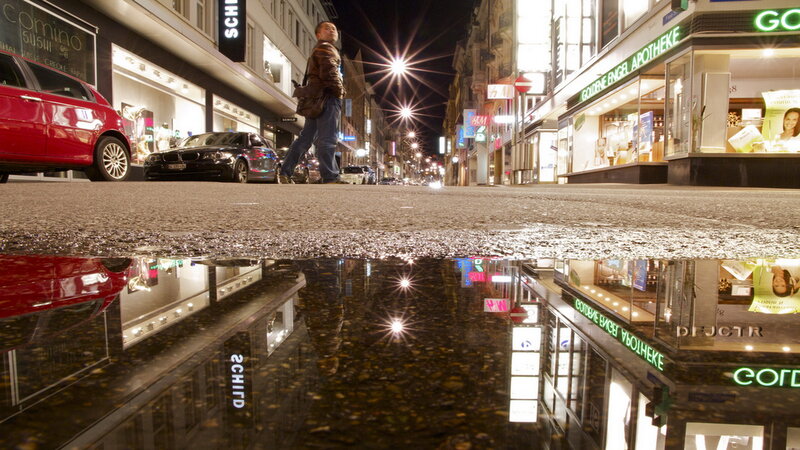 Man Walking on Street — Black
