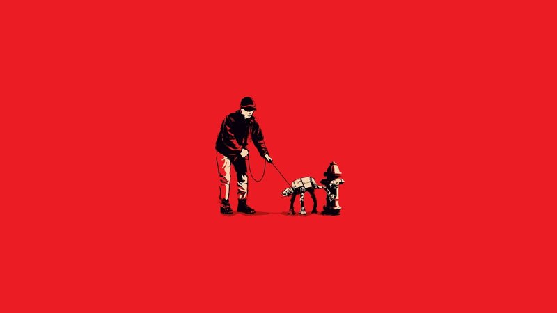 man walking robot dog