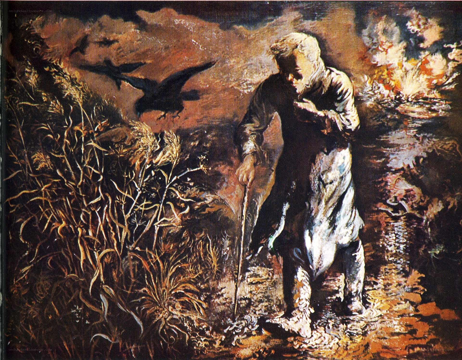 Man walking through marsh at night