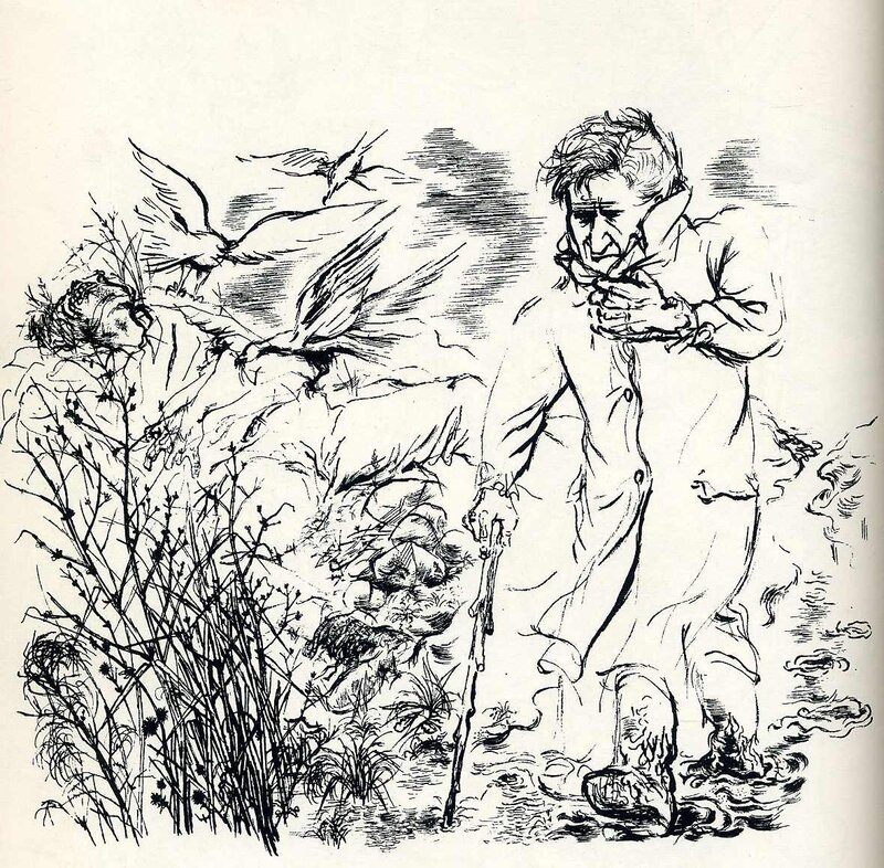 Man walking through marsh