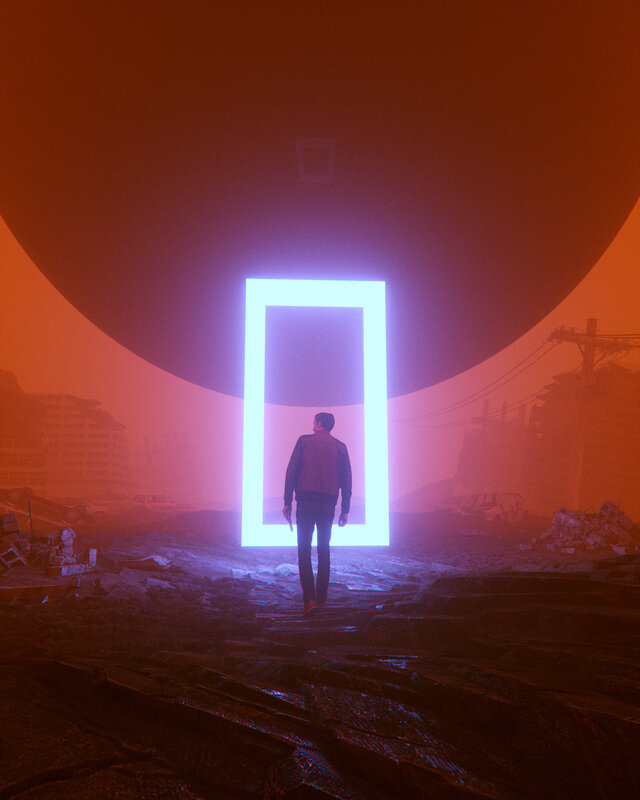 Man Walking to Portal