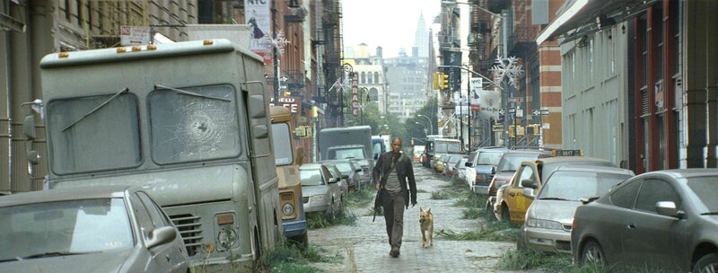 Man Walking with Dog — Gray, Apocalyptic