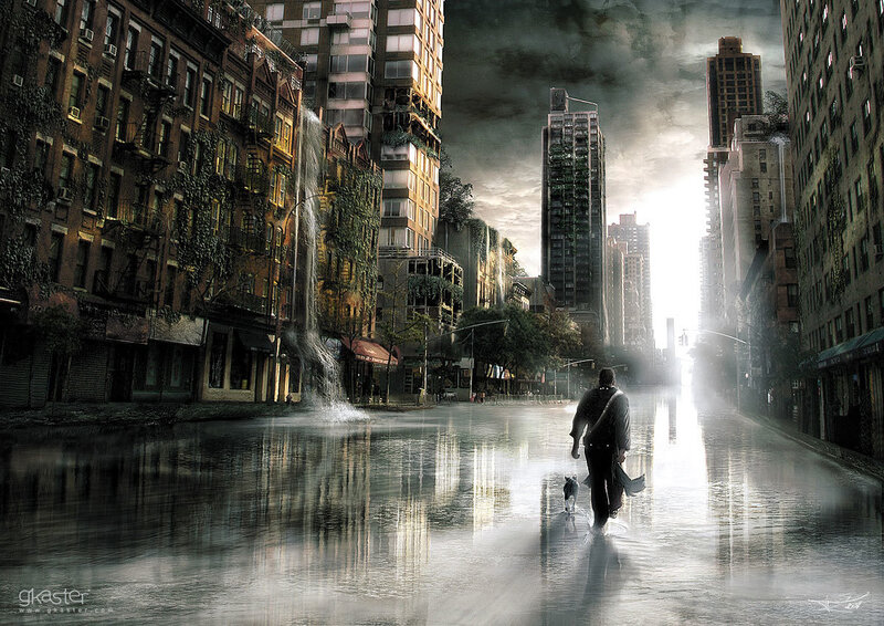 Man Walking with Dog — Gray