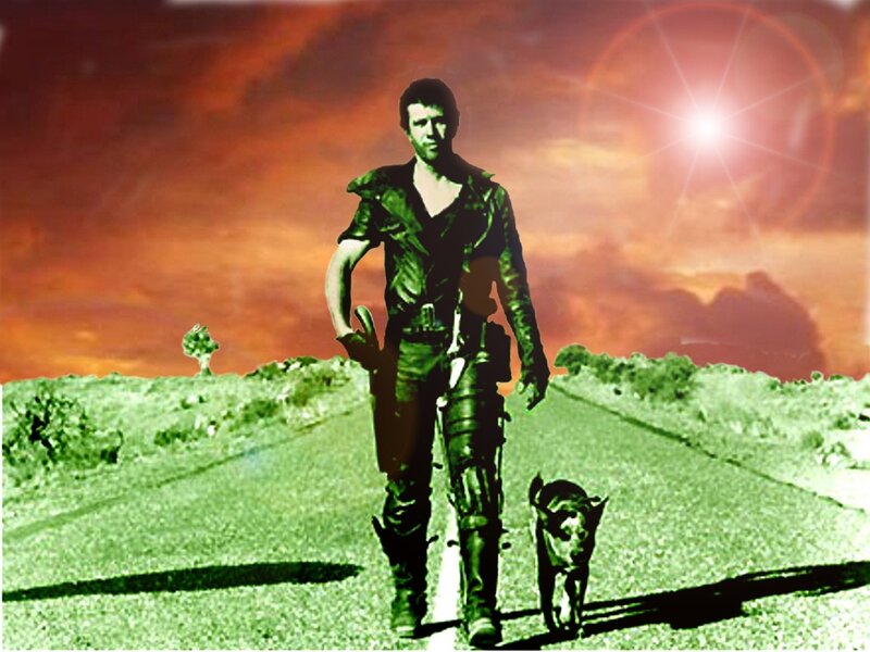 Man Walking with Dog — Green, Dramatic