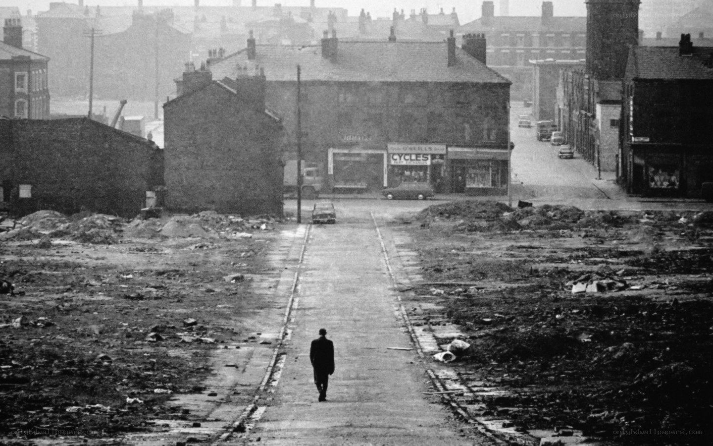 Man walks down empty street