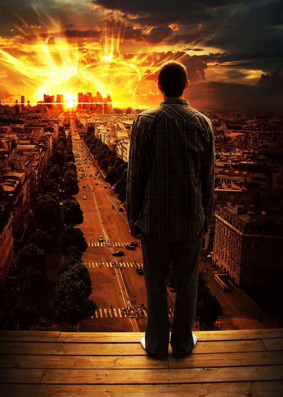 Man watches city explode