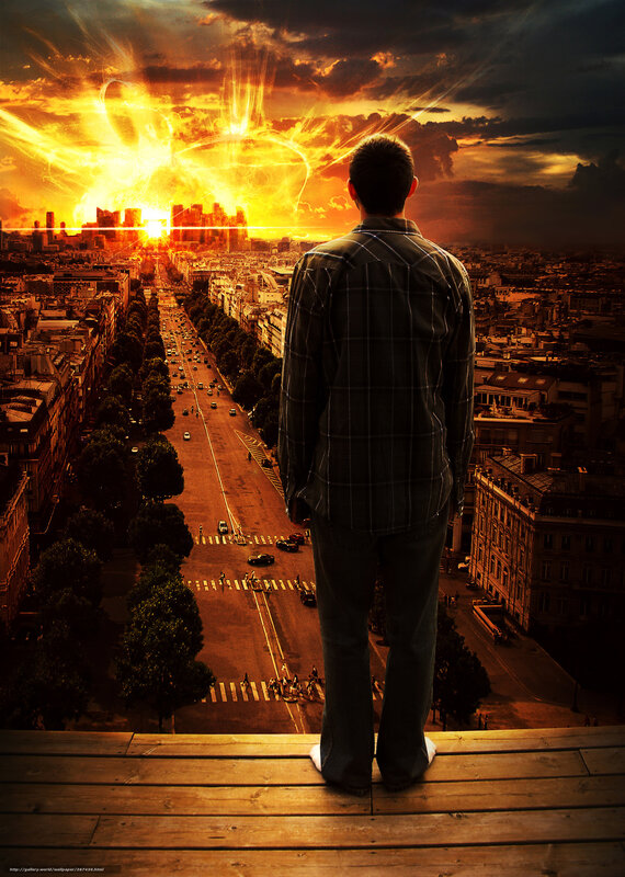 Man watches city explode