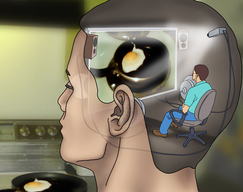 man watching cooking video