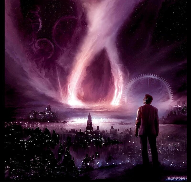 man watching cosmic event