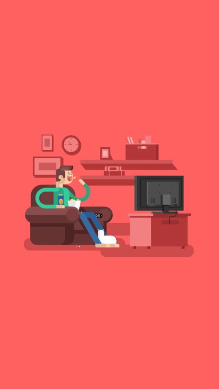Man Watching Television — Red