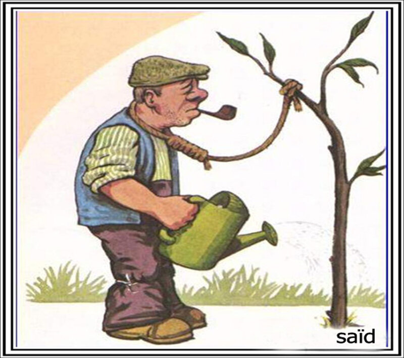 Man Watering Tree — Green