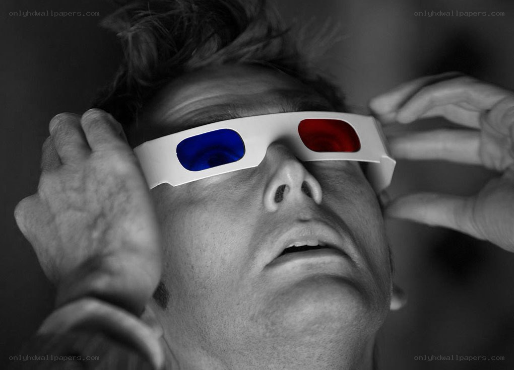 man wearing 3d glasses
