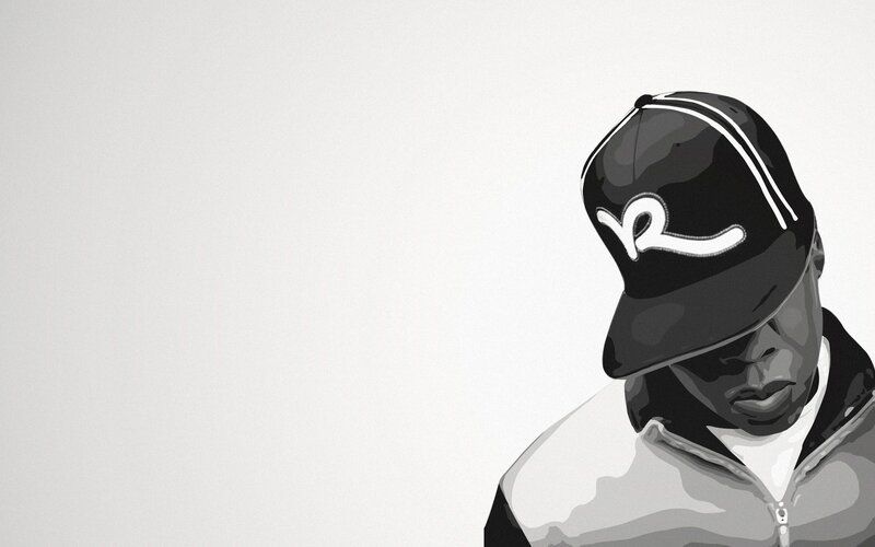 Man Wearing Baseball Cap — Black, Serious, Illustration