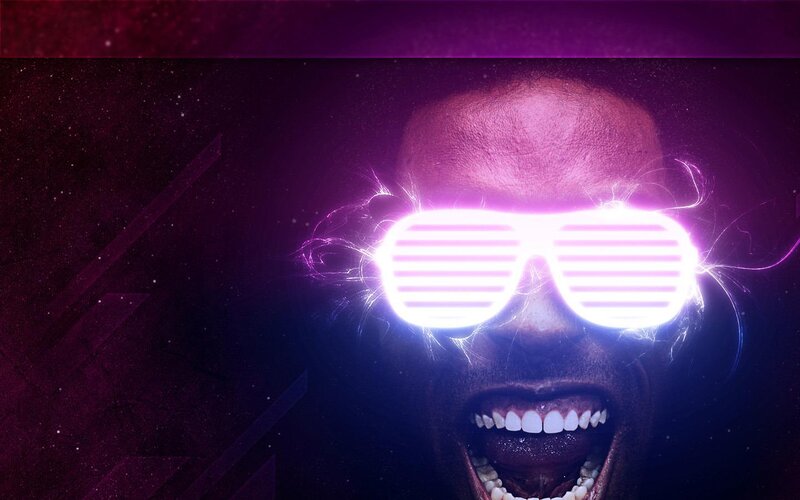 Man Wearing Glowing Glasses — Purple