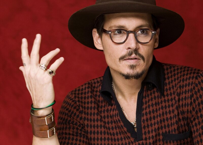 Man Wearing Hat and Glasses — Red, Dramatic