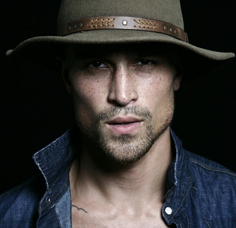Man Wearing Hat — Blue, Dramatic