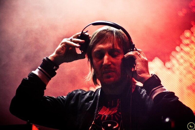 Man Wearing Headphones — Red