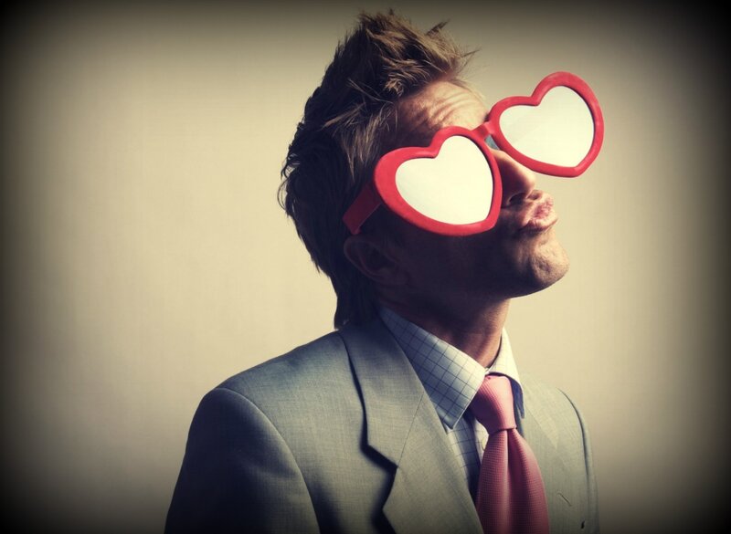 Man Wearing Heart Glasses