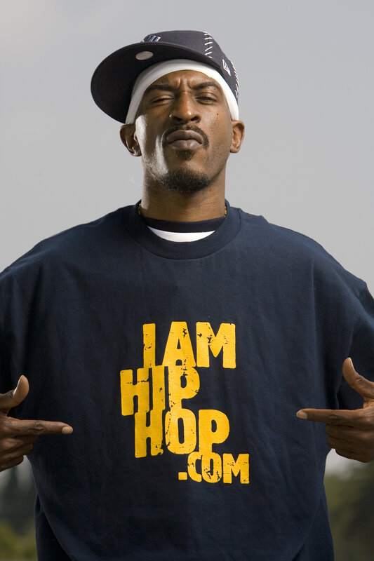 man wearing hip hop t-shirt