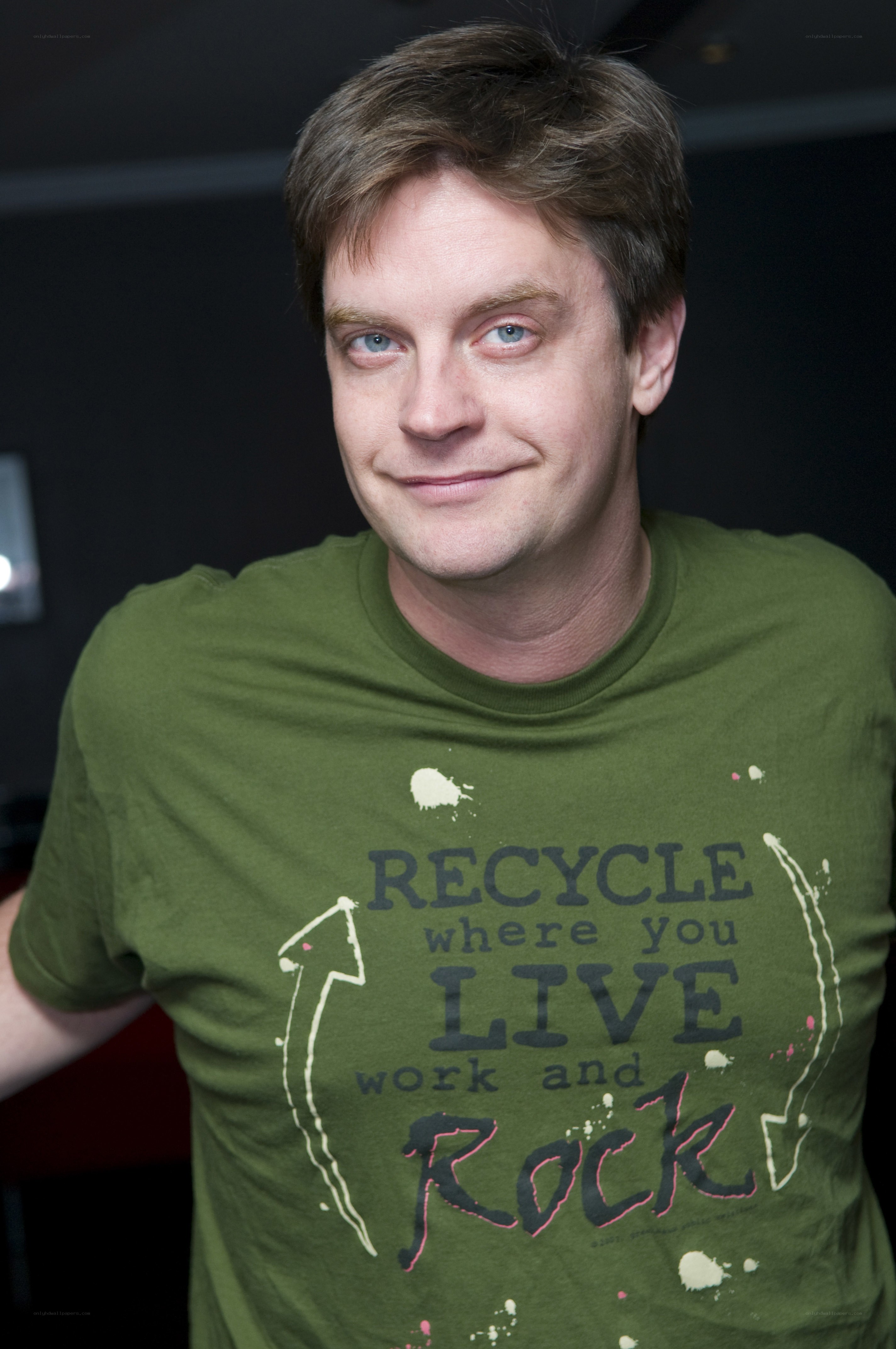 man wearing recycle t-shirt