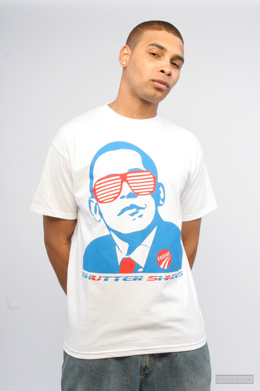 Man wearing shutter shades t-shirt