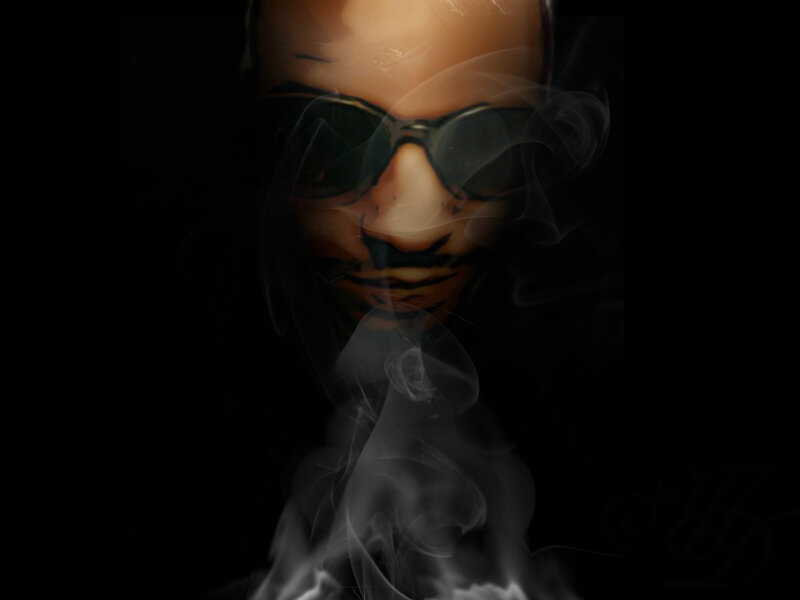 Man Wearing Sunglasses — Black, Dramatic, Digital Art, Smoke