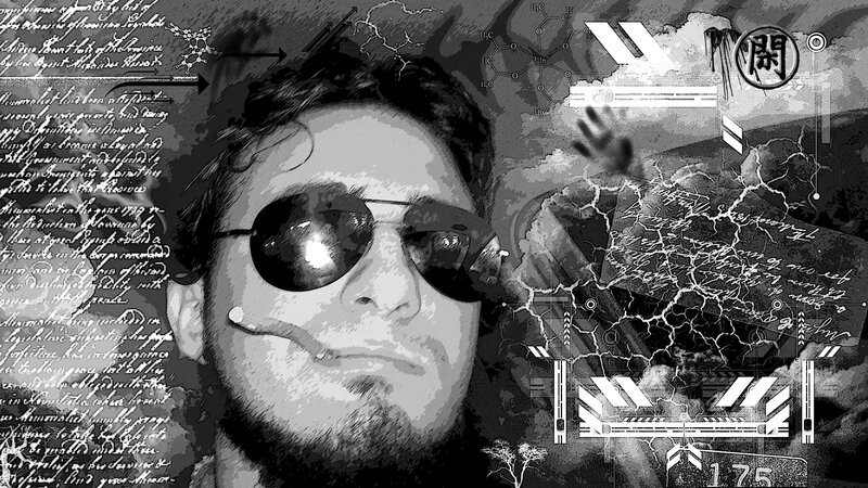 Man Wearing Sunglasses — Black, Dramatic, Digital Art