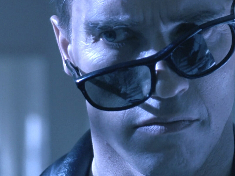Man Wearing Sunglasses — Blue, Dramatic, Photograph