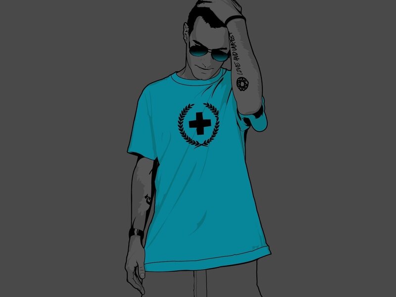 Man Wearing Sunglasses — Blue, Neutral, Digital Art