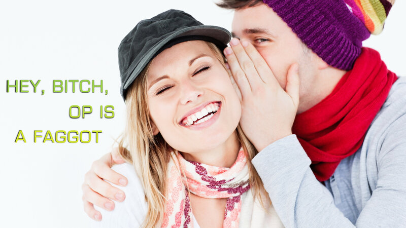 man whispering to woman