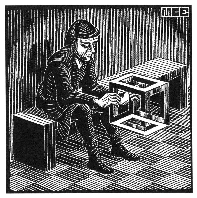 man with a cube