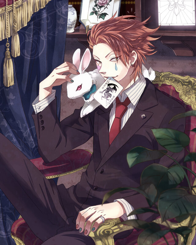 Man with a white rabbit