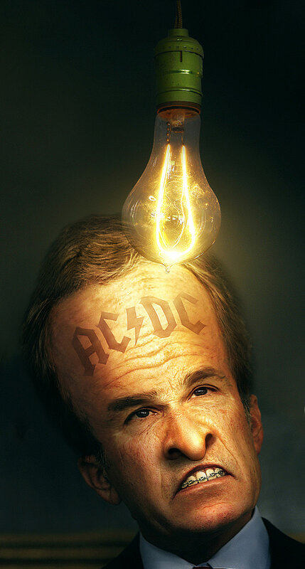 Man with AC/DC on forehead
