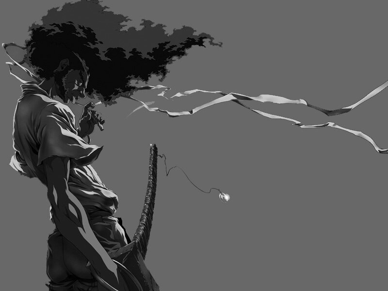 Man with Afro Holding Sword