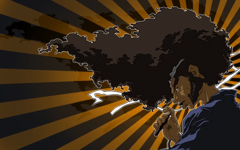 Man with Afro Smoking — Brown