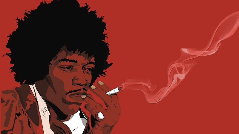 Man with Afro Smoking — Red, Dramatic