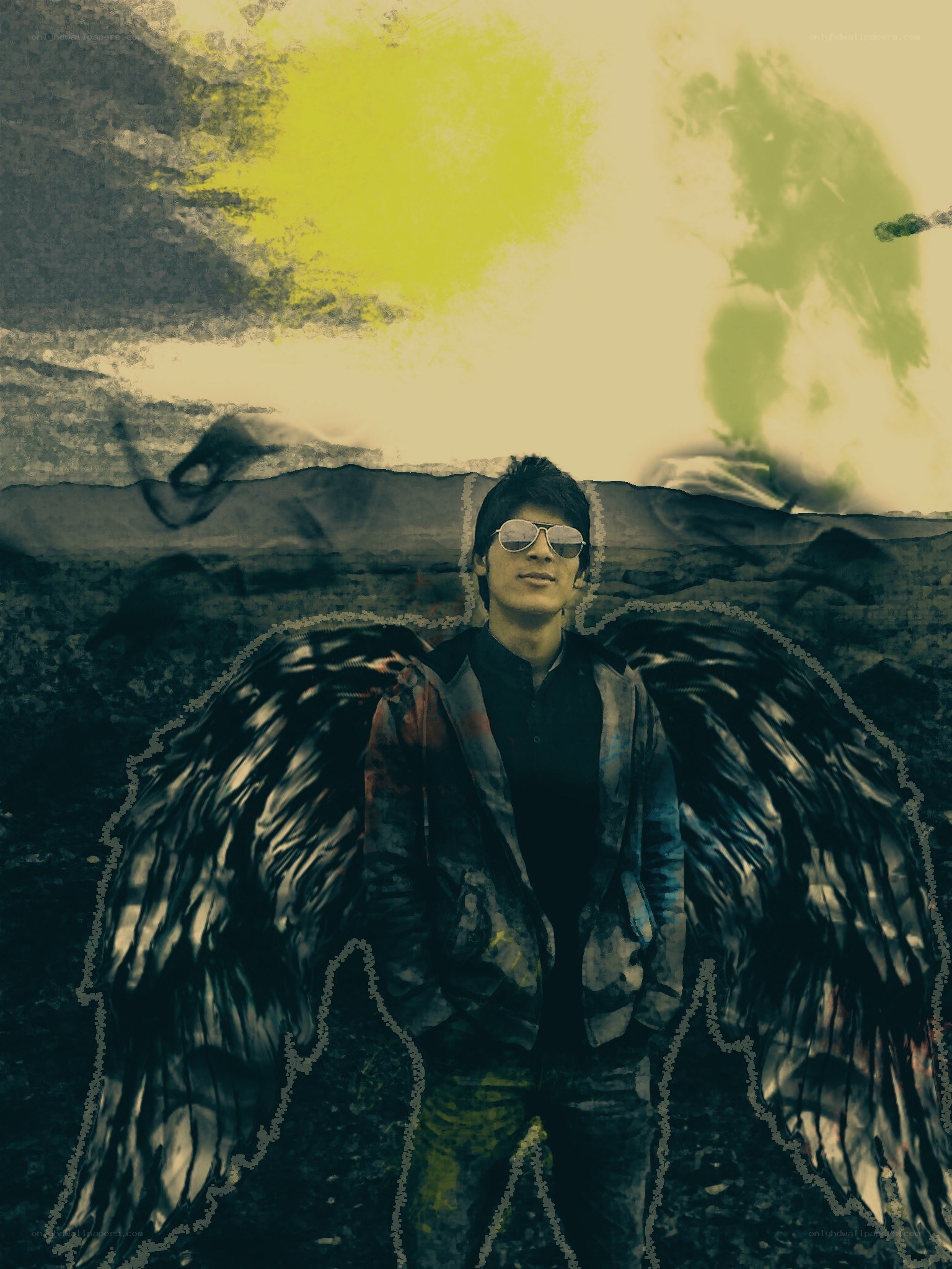 man with angel wings