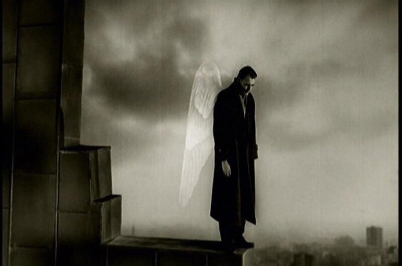 Man with Angel Wings — Black, Dramatic, Photograph, Cityscape