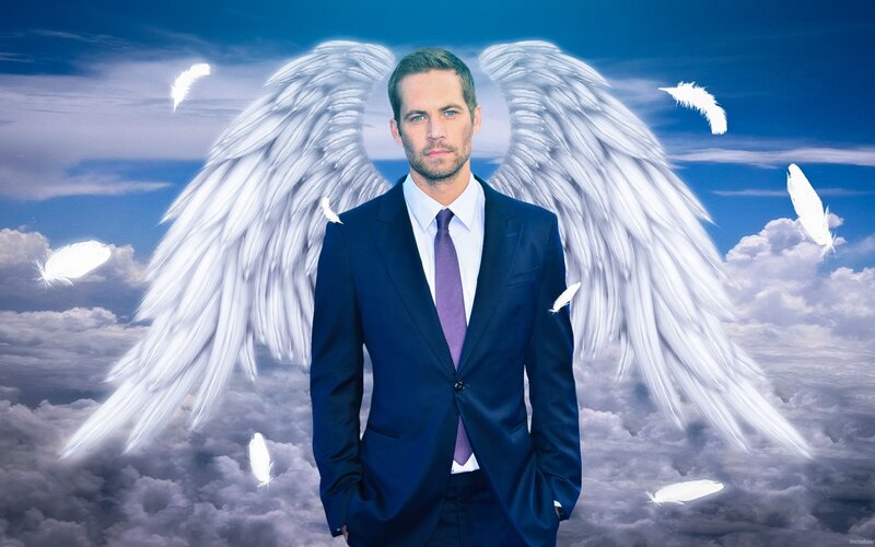 Man with Angel Wings — Blue, Dramatic, Digital Art, Clouds