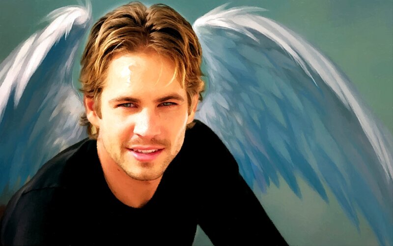 Man with Angel Wings — Blue, Serene, Digital Art