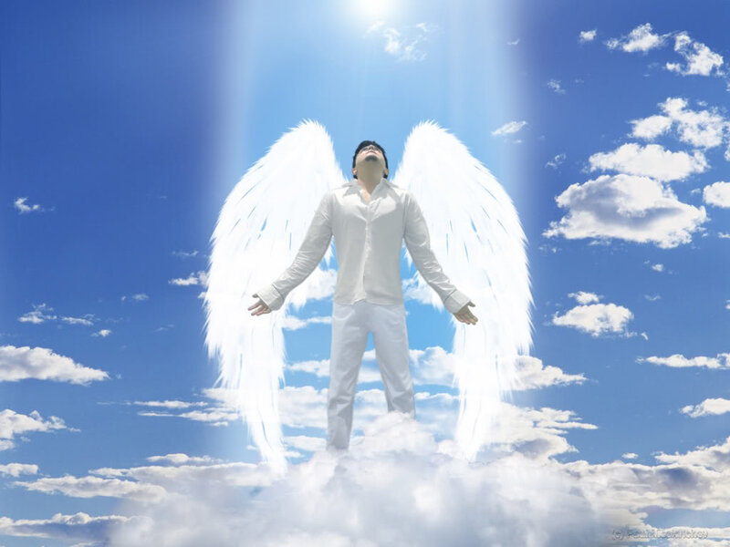 Man with Angel Wings — Blue, Serene