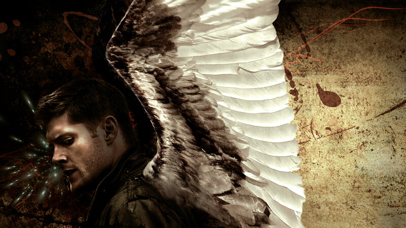 Man with Angel Wings — Brown, Dramatic, Digital Art, Blood Splatter