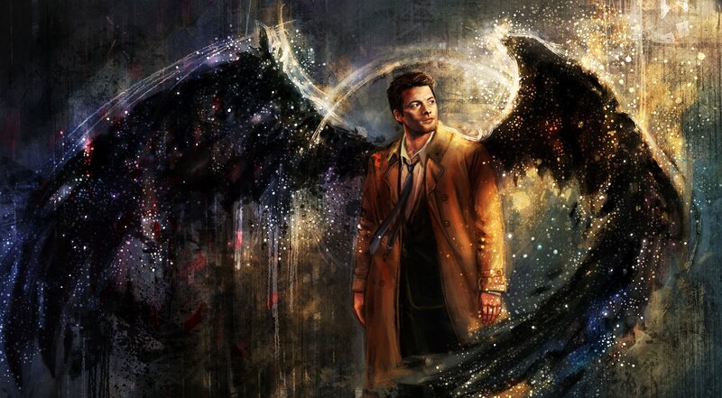 Man with Angel Wings — Brown, Dramatic, Digital Art, Coat, Tie