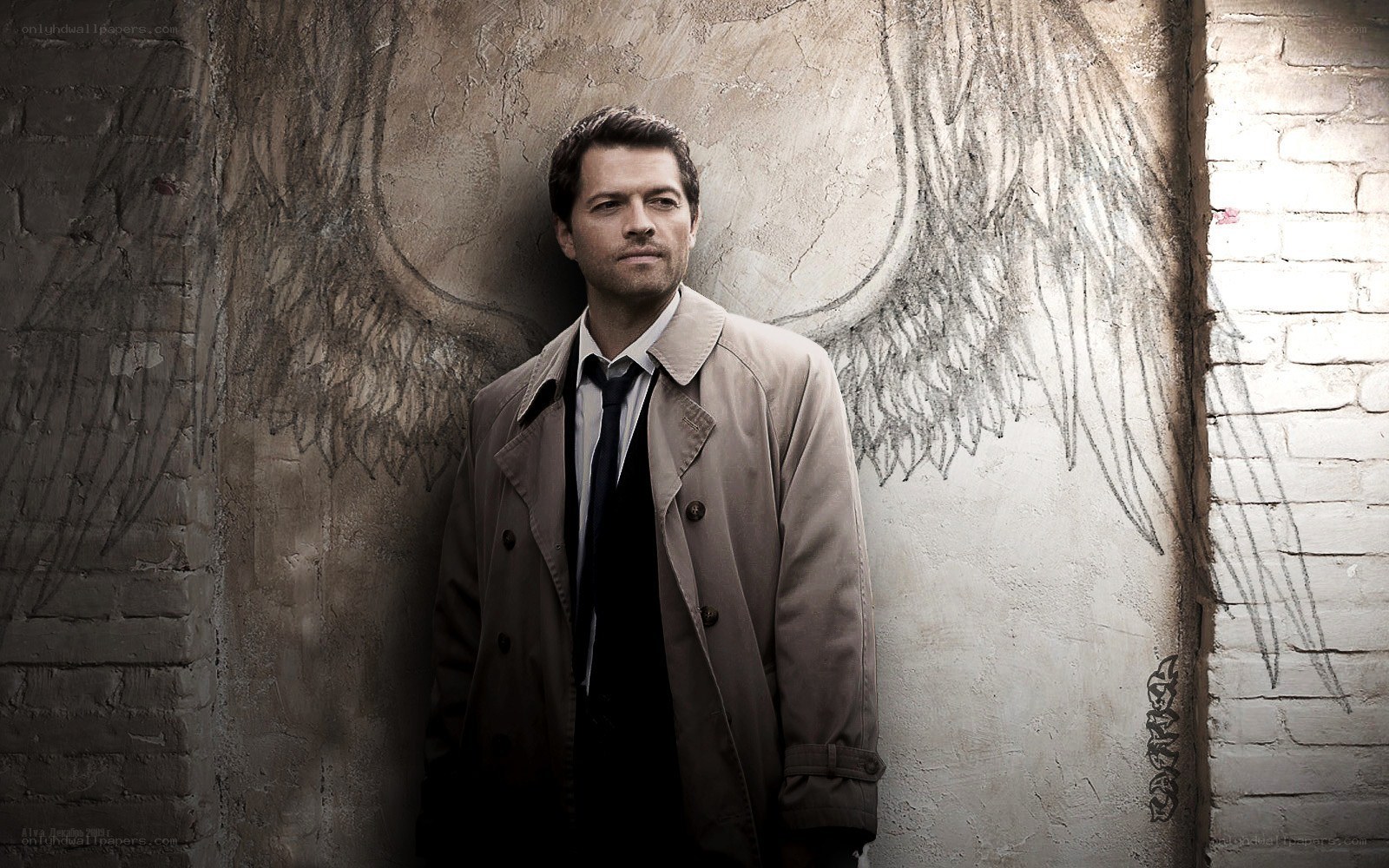 man with angel wings drawing