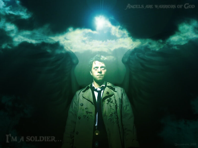 Man with Angel Wings — Green, Dramatic