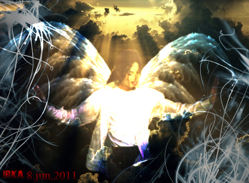 Man with Angel Wings — White, Dramatic, Sunset