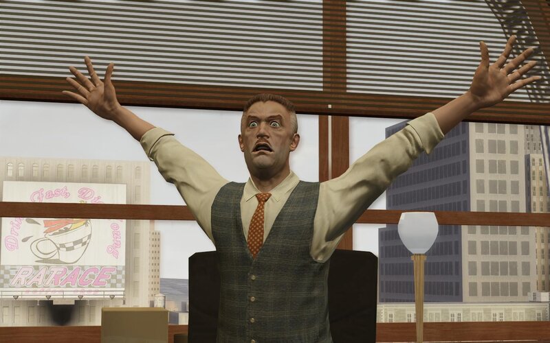 man with arms raised in surprise